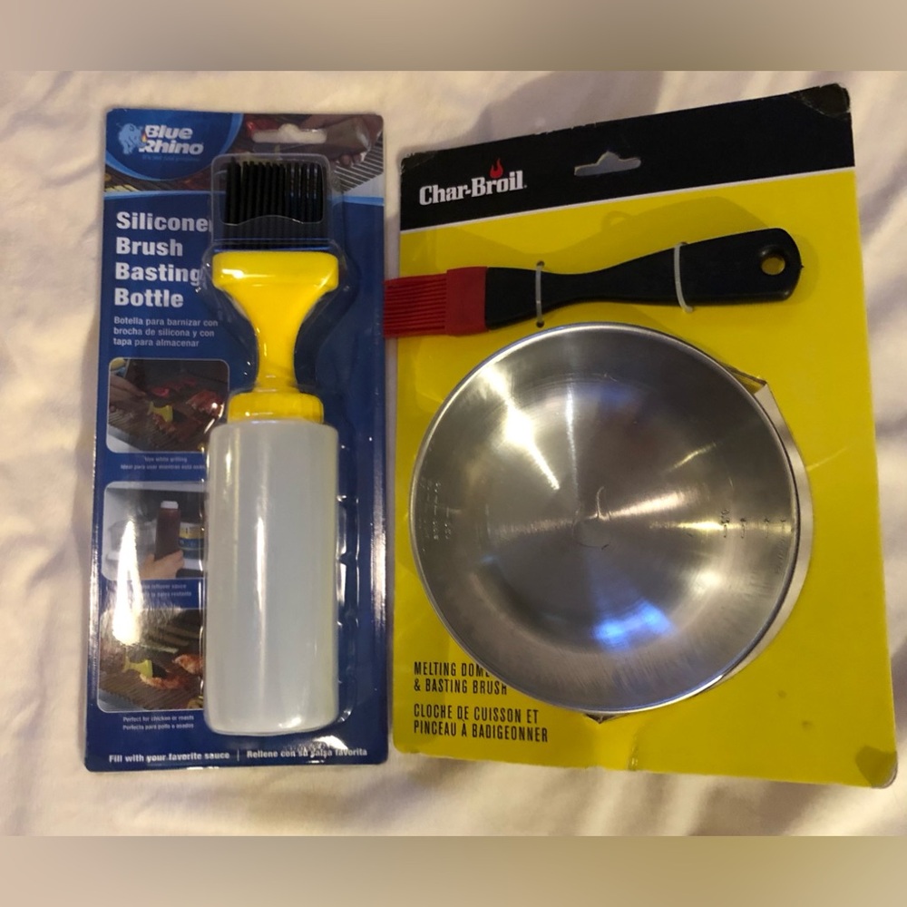 Char-Broil melting dome with basting brush and silicone brush basting bottle NWT